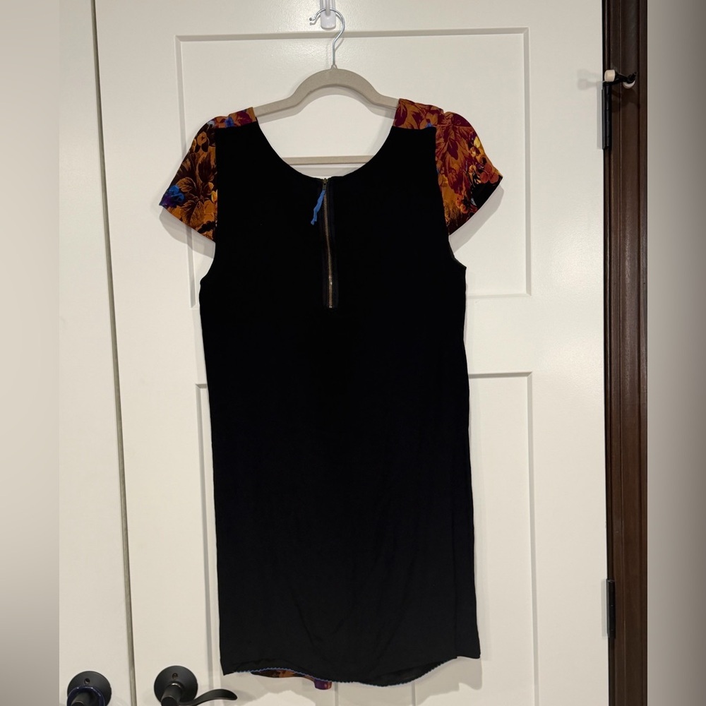 Maeve Anthropologie Pintura Silk Mini Shift Dress Medium Brown Motif - Picture 6 of 10